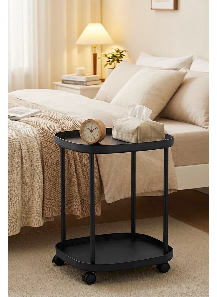 طاولة جانبية مستديرة من طبقتين ، في الهواء الطلق صغيرة قابلة للطي مع علبة قابلة للإزالة ، طاولة Asional للشرفة فناء غرفة المعيشة ، مقعد ليلي لغرفة النوم - Image 4